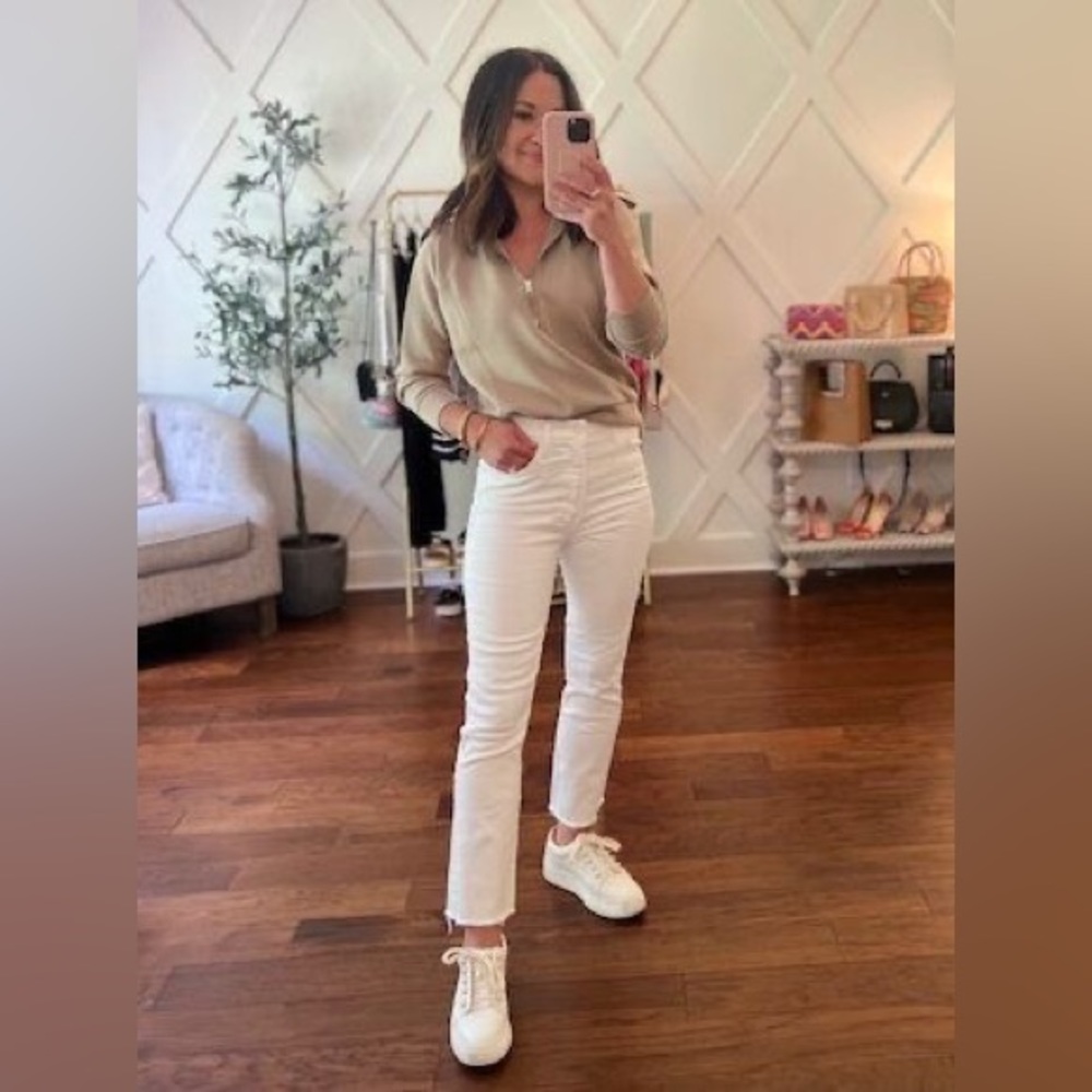 Seven7 white high waisted skinny stretch cropped jean - Picture 2 of 10